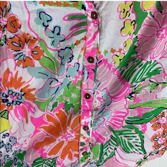 Lilly Pulitzer Pink Floral Button Up Shirt - Picture 4 of 4